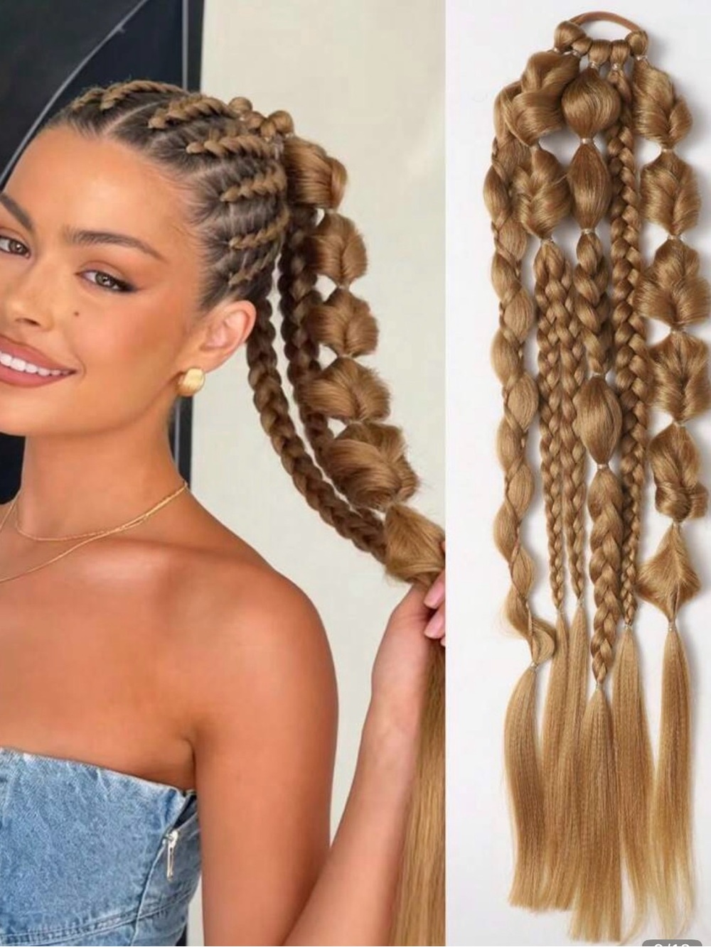 2 Braided Ponytail Hair Extensions — Copper Brown